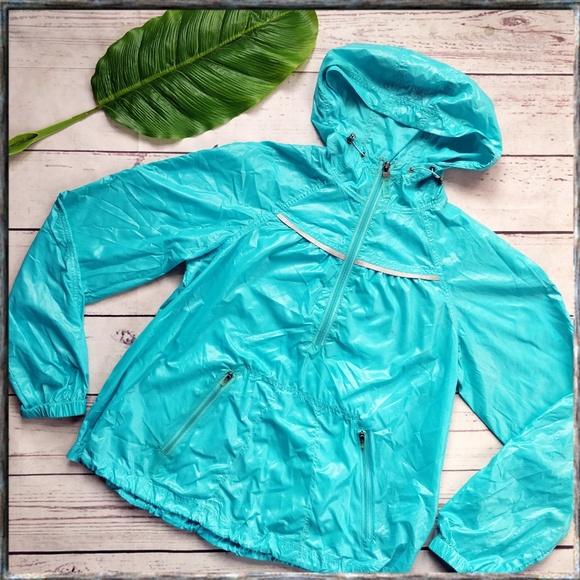 Athleta Jackets & Blazers - ATHLETA Turquoise Hooded Rain Jacket, sz XS